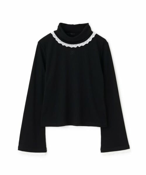 Mi-je / ミジェ Tシャツ | レーススリーブインナーカット【韓国ファッション】（黒）