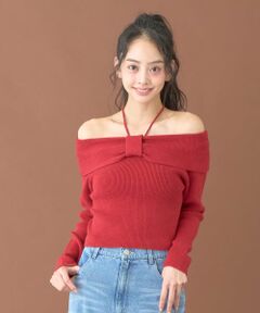 Mi-je / ミジェ ニット・セーター | リボンオフショルニットプルオーバー【韓国ファッション】