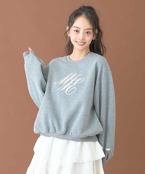 Mi-je / ミジェ スウェット | ニュアンスロゴトレーナー【韓国ファッション】（グレー）