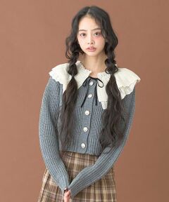 Mi-je / ミジェ カーディガン・ボレロ | フリルカラーパールボタンカーディガン【韓国ファッション】