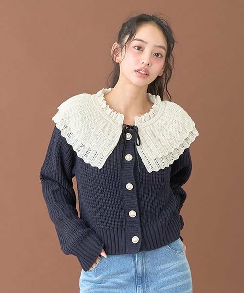 Mi-je / ミジェ カーディガン・ボレロ | フリルカラーパールボタンカーディガン【韓国ファッション】 | 詳細2