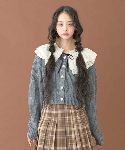 Mi-je / ミジェ カーディガン・ボレロ | フリルカラーパールボタンカーディガン【韓国ファッション】 | 詳細3