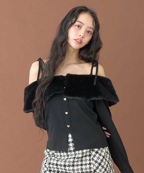 Mi-je / ミジェ ニット・セーター | 2WAYオフショルニットプルオーバー【韓国ファッション】（黒）