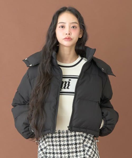 Mi-je / ミジェ ブルゾン | アソート中綿ジャケット【韓国ファッション】（黒）