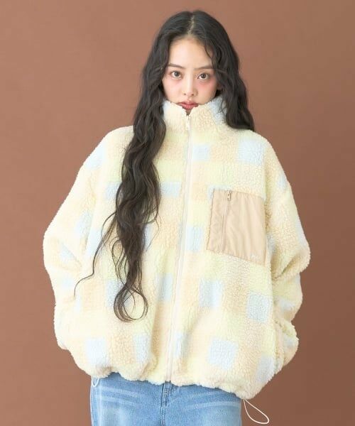 Mi-je / ミジェ ブルゾン | 柄ボアブルゾン【韓国ファッション】（ベージュ）