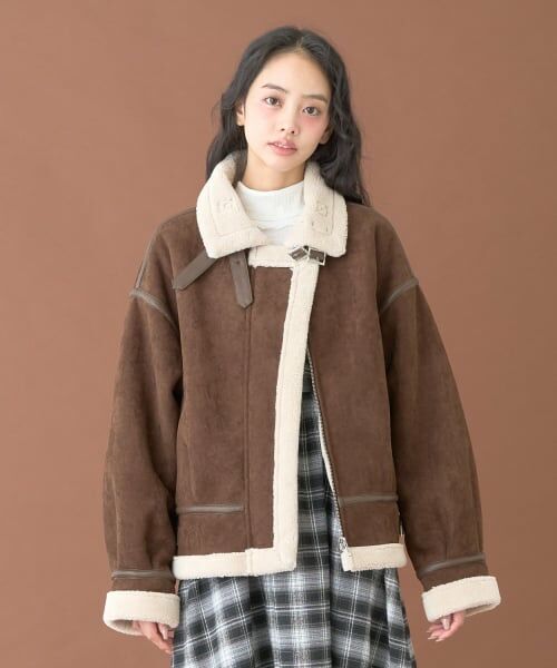 Mi-je / ミジェ ブルゾン | ムートンジャケット【韓国ファッション】（茶）