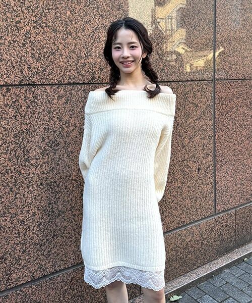 Mi-je / ミジェ ミニ丈・ひざ丈ワンピース | 裾レースニットワンピース【韓国ファッション】 | 詳細11