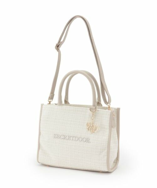 Mi-je / ミジェ トートバッグ | チャームつきツイードトートBAG【韓国ファッション】（アイボリー）