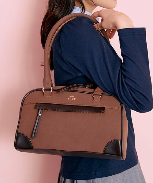 Mi-je / ミジェ トートバッグ | バイカラーボストンBAG【韓国ファッション】（茶）