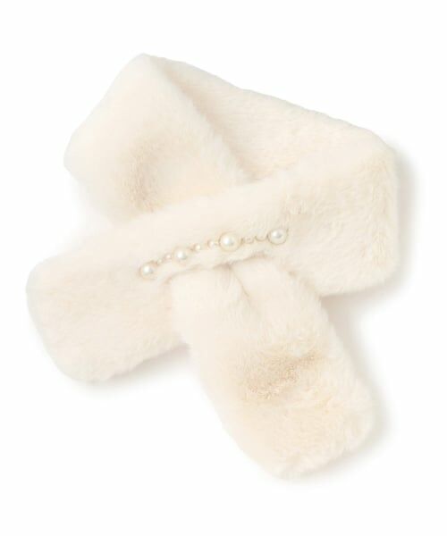 Mi-je / ミジェ ネックレス・ペンダント・チョーカー | パールラインファーティペット【韓国ファッション】（オフ ホワイト）