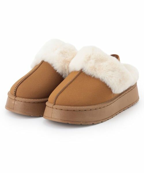 Mi-je / ミジェ ブーツ（ショート丈） | フェイクファームートンサボ【韓国ファッション】（茶）