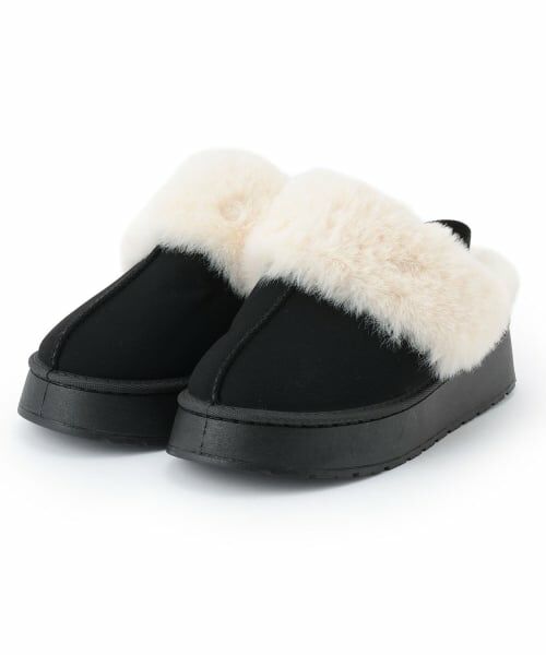 Mi-je / ミジェ ブーツ（ショート丈） | フェイクファームートンサボ【韓国ファッション】（黒）