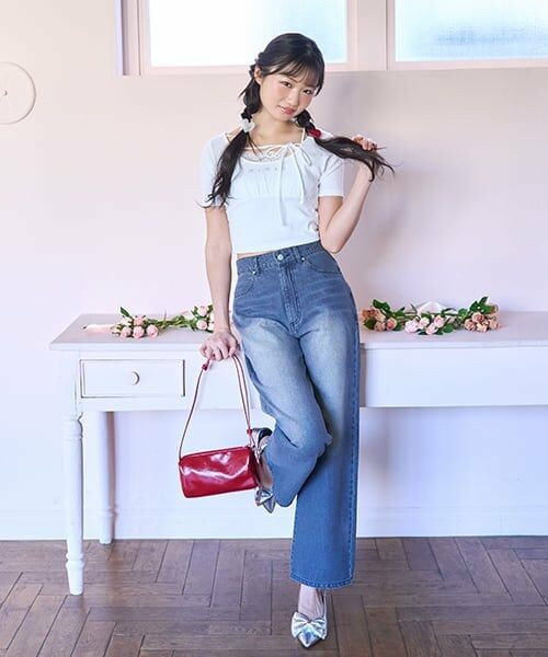 Mi-je / ミジェ その他パンツ | ハートロゴストレートデニムパンツ | 詳細4