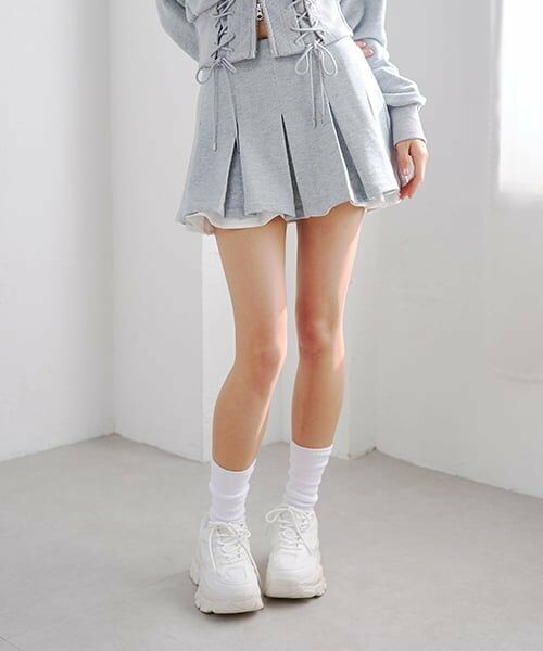 Mi-je / ミジェ ミニ・ひざ丈スカート | レイヤードカットプリーツミニスカート | 詳細1