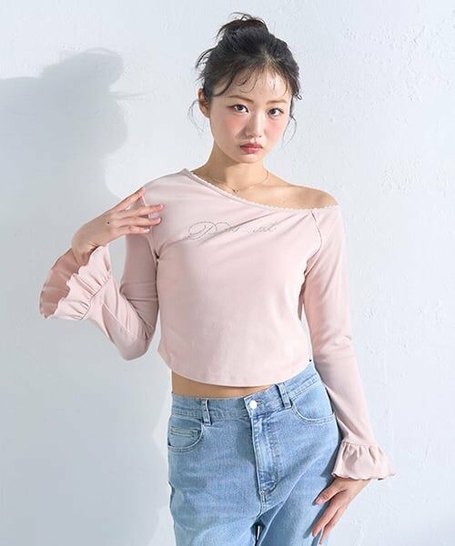 Mi-je / ミジェ Tシャツ | ワンショルカットプルオーバー（ピンク）