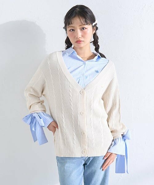 Mi-je / ミジェ シャツ・ブラウス | シャツ＆ニットカーディガンセット（アイボリー）