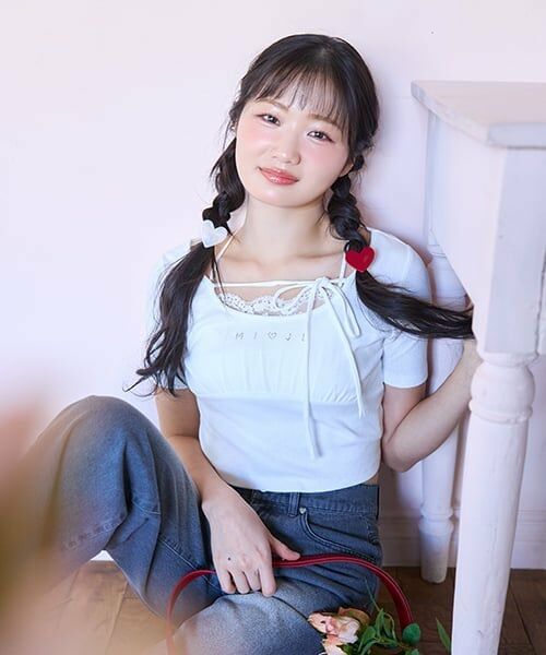 Mi-je / ミジェ Tシャツ | ラインストーンクロップド半袖Tシャツ | 詳細2