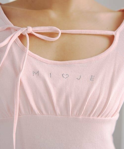 Mi-je / ミジェ Tシャツ | ラインストーンクロップド半袖Tシャツ | 詳細5