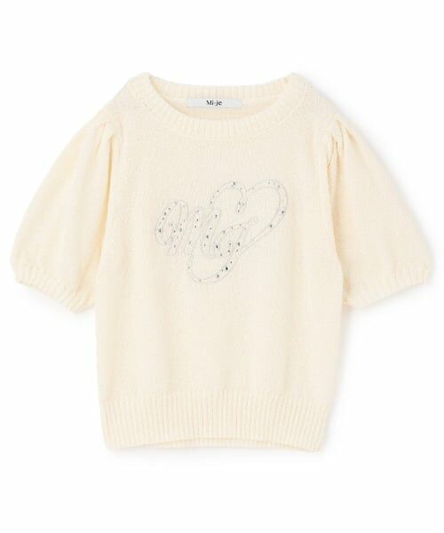 Mi-je / ミジェ ニット・セーター | ビジューロゴ半袖ニット | 詳細7