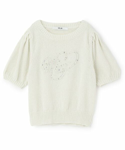 Mi-je / ミジェ ニット・セーター | ビジューロゴ半袖ニット | 詳細8