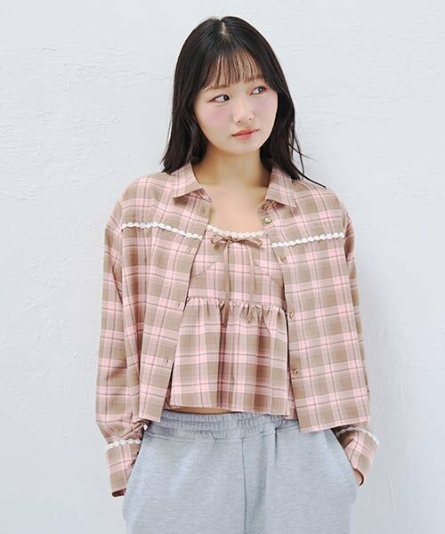 Mi-je / ミジェ シャツ・ブラウス | チェックシャツ＆ビスチェセット | 詳細1