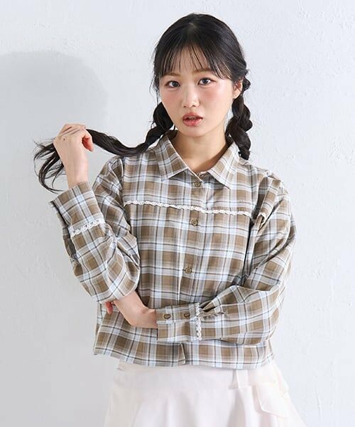 Mi-je / ミジェ シャツ・ブラウス | チェックシャツ＆ビスチェセット（ブルー）