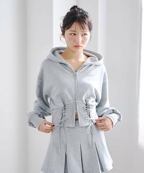 Mi-je / ミジェ スウェット | レースアップスウェットパーカー | 詳細1