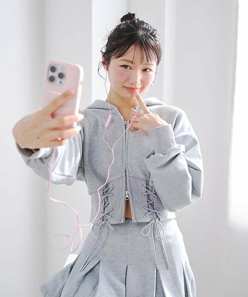 Mi-je / ミジェ スウェット | レースアップスウェットパーカー | 詳細2