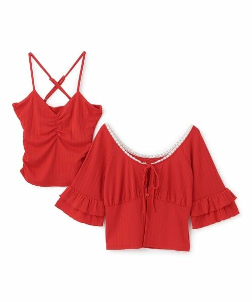 Mi-je / ミジェ Tシャツ | フリルスリーブカットカーデセット | 詳細2