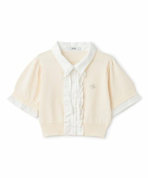 Mi-je / ミジェ ニット・セーター | フリルレイヤード半袖ニットプルオーバー（アイボリー）