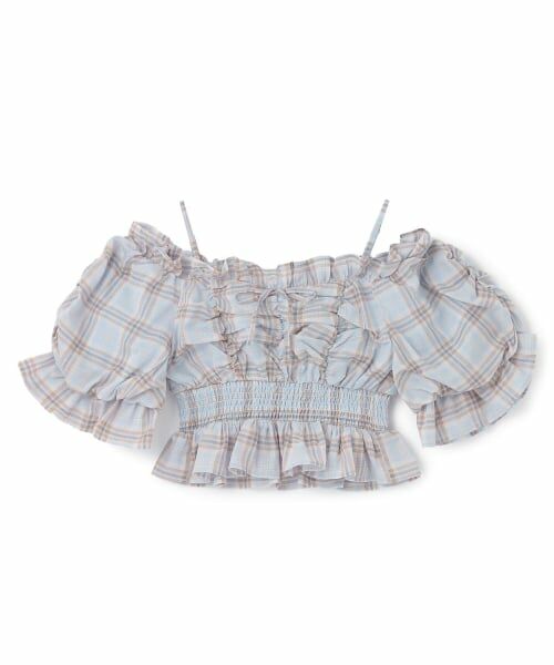 Mi-je / ミジェ シャツ・ブラウス | バルーンスリーブチェックブラウス（ライト ブルー）