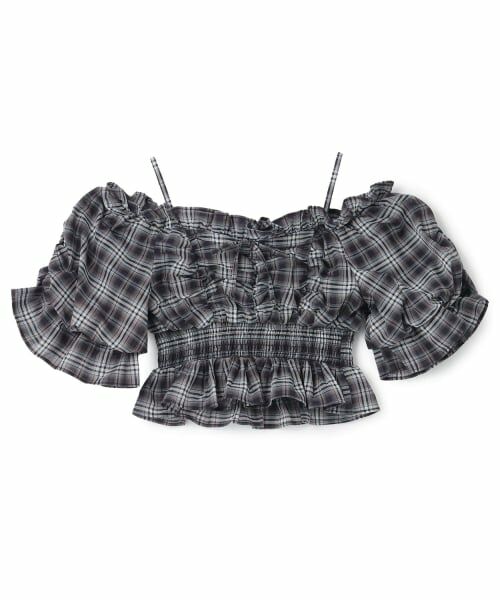 Mi-je / ミジェ シャツ・ブラウス | バルーンスリーブチェックブラウス（ディープ ブルー）