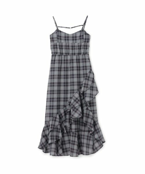 Mi-je / ミジェ ミニ丈・ひざ丈ワンピース | ヘムフリルキャミワンピース（紺）