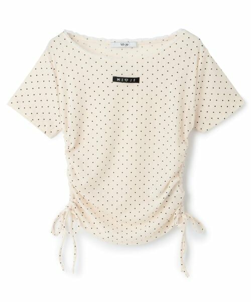 Mi-je / ミジェ Tシャツ | サイドドロストストーンネームTシャツ（アイボリー）