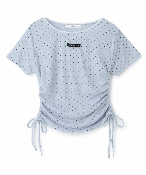 Mi-je / ミジェ Tシャツ | サイドドロストストーンネームTシャツ（ライト ブルー）