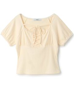Mi-je / ミジェ Tシャツ | レースアップテレコ半袖Tシャツ