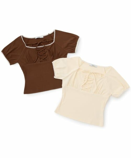 Mi-je / ミジェ Tシャツ | レースアップテレコ半袖Tシャツ | 詳細11
