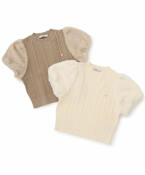 Mi-je / ミジェ Tシャツ | ファースリーブハートケーブルニット | 詳細6