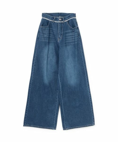 Mi-je / ミジェ その他パンツ | ハートレースアップワイドデニムパンツ（ディープ ブルー）