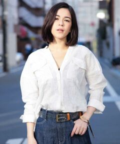 MICHEL KLEIN / ミッシェルクラン シャツ・ブラウス | 【洗える】グリッタードットリネンシャツ