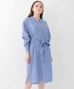 MICHEL KLEIN / ミッシェルクラン ロング・マキシ丈ワンピース | 【洗える】ノーカラーシャツワンピース