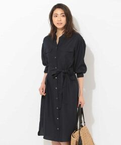 MICHEL KLEIN / ミッシェルクラン ロング・マキシ丈ワンピース | 【洗える】ノーカラーシャツワンピース