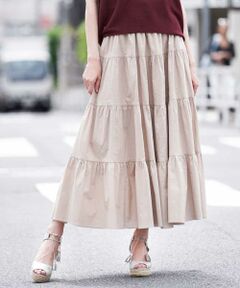 MICHEL KLEIN / ミッシェルクラン ロング・マキシ丈スカート | 【洗える】ソフトティアードロングスカート(カーキ・ブルー・ネイビー・ベージュ)