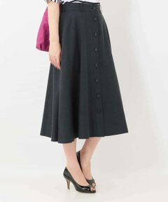 MICHEL KLEIN / ミッシェルクラン ロング・マキシ丈スカート | 【洗える】フロントボタンリネンライクフレアスカート