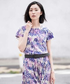 MICHEL KLEIN / ミッシェルクラン カットソー | 【オリジナルプリント】【セットアップ対応】【洗える】パームプリントストレッチプルオーバー