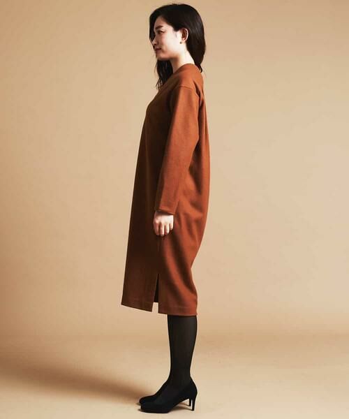 MICHEL KLEIN / ミッシェルクラン ロング・マキシ丈ワンピース | 圧縮ウールVネックワンピース | 詳細1