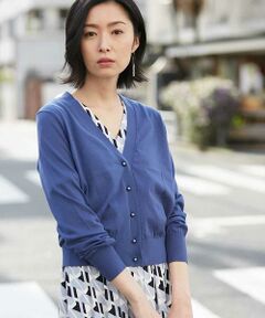 MICHEL KLEIN / ミッシェルクラン カーディガン・ボレロ | パールボタンVネックカーディガン