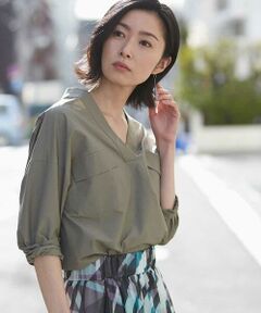 MICHEL KLEIN / ミッシェルクラン シャツ・ブラウス | 【洗える】タフタVネックブラウス