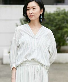 MICHEL KLEIN / ミッシェルクラン シャツ・ブラウス | 【InRed5月号掲載】【洗える】コットンシフォンストライプブラウス