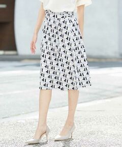 MICHEL KLEIN / ミッシェルクラン ミニ・ひざ丈スカート | 【セットアップ対応/洗える】幾何プリントジャージースカート